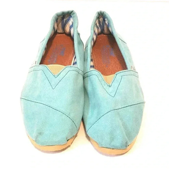 Toms Suede Slip-On Loafers Flats Sz 4 Light Blue - Picture 2 of 6